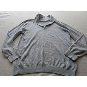 Reiss Shirt Mens Large Blue Wool Blend Long‎ Sleeve Jumper Polo Knit Sweater